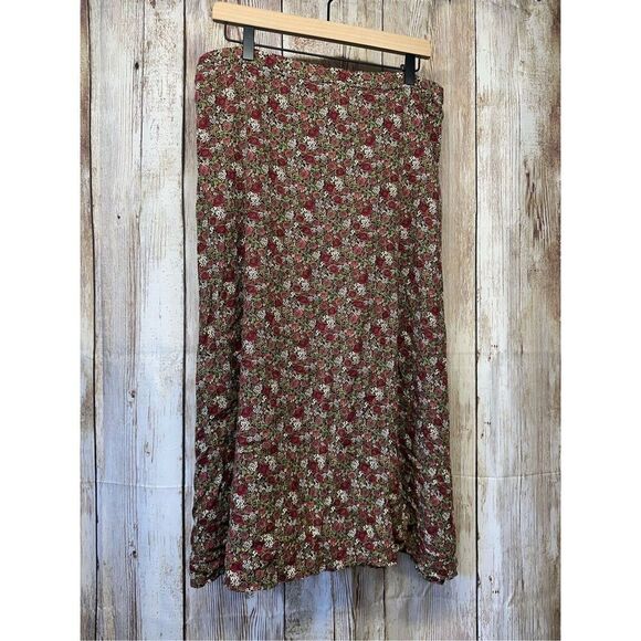 Christopher & Banks Floral Button Front Summer Cottage Beach Boho Midi Skirt 10 - Picture 2 of 7